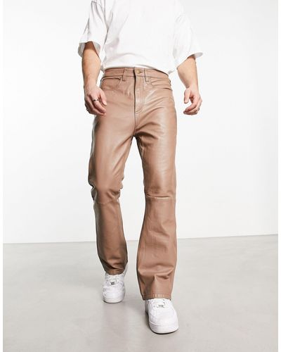 Muubaa Oversized Leather Workwear Trousers - Natural