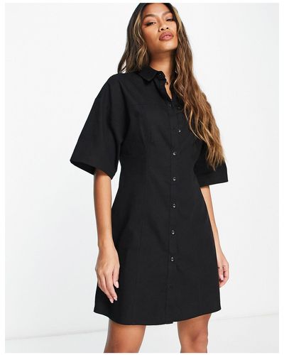 ASOS Twill Mini Shirt Dress - Black