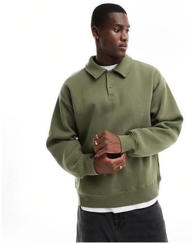 SELECTED Oversized Polo Jumper - Green