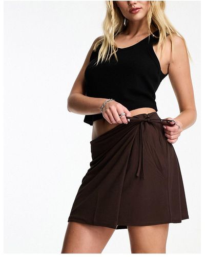 Mango Tie Side Detail Wrap Mini Skirt - Black