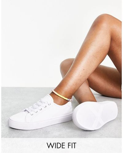 ASOS Wide Fit Dizzy Lace Up Trainers - White