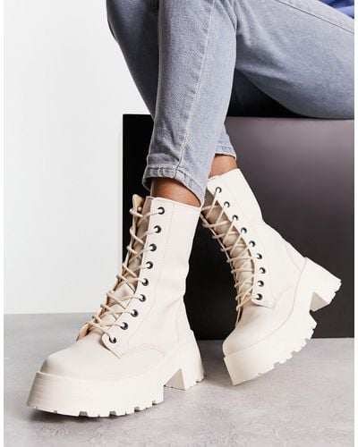 ASOS Albany Chunky Lace Up Boots - Natural