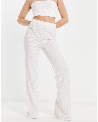 Rebellious Fashion Pantalon ajusté à imprimé ondulé - Blanc