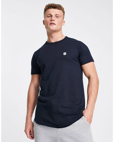 Le Breve T-shirt Met Lange Pasvorm En Ronde Zoom - Blauw