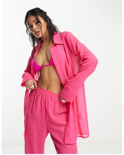 Public Desire X Paris Artiste Long Sleeve Shirt Co-ord - Pink