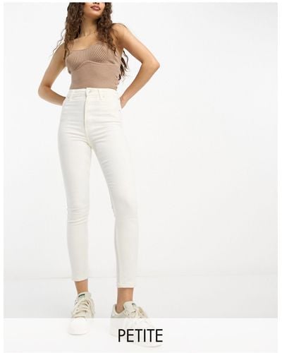 Bershka Petite High Waist Ankle Length Skinny Jean - White