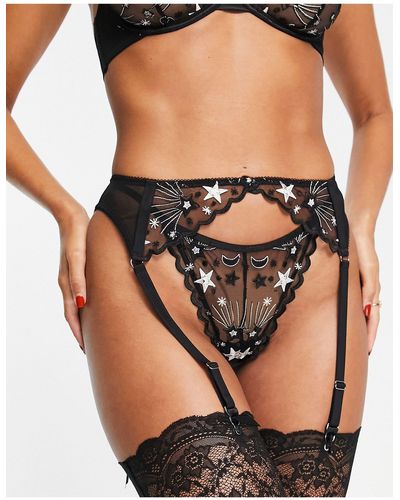 ASOS Celeste 3d Star Embroidered Suspender Belt - Black