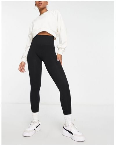 Stradivarius – nahtlose leggings mit rippenstruktur - Weiß