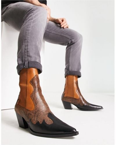 ASOS Heeled Chelsea Western Boots - Gray