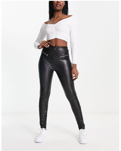 New Look Faux Leather Biker legging - White