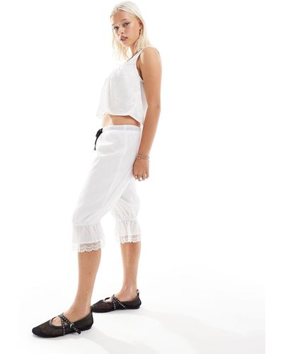 Labelrail X Daisy Birchall Bow Detail Longline Bloomer Capri Pants - White