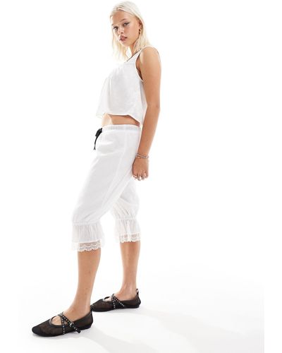 Labelrail X daisy birchall - pantacourt style culotte bouffante avec nœud - Blanc