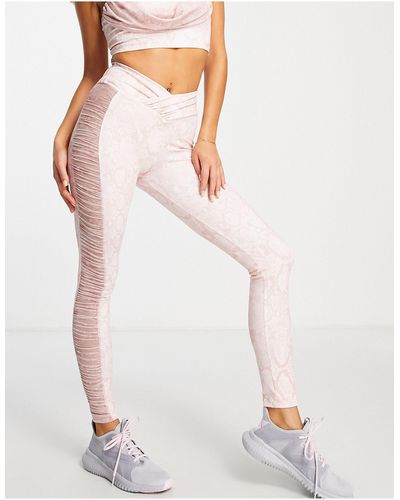 ASOS Active legging With Ruched Mesh Sides - White