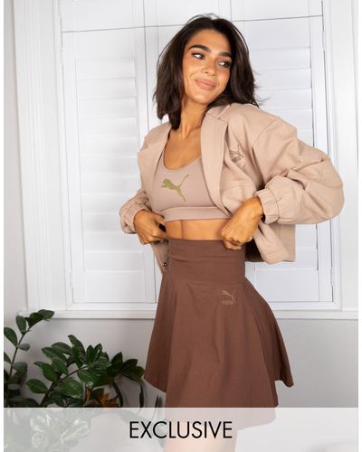 PUMA Minifalda color con cinturilla con vuelta exclusiva en asos - Marrón