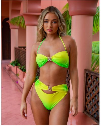 Moda Minx X amber jepson - amour - top bikini a fascia color punch hawaiano - Verde