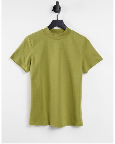 NA-KD T-shirt à col montant - olive - Vert