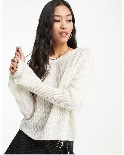 Jdy Sweater With Puff Sleeves - White