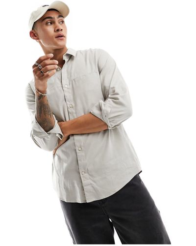 Calvin Klein Camisa gris lisa - Blanco