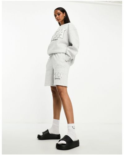 ASOS Sweat Short With Varsity Logo - White