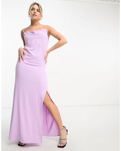 ONLY Cowl Neck Maxi Dress With Side Slit - Pink