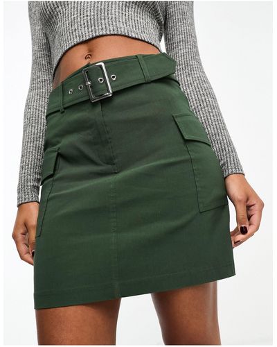New Look Belted Cargo Mini Skirt - Green