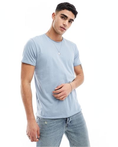 Brave Soul T-shirt con bordi grezzi acciaio - Blu