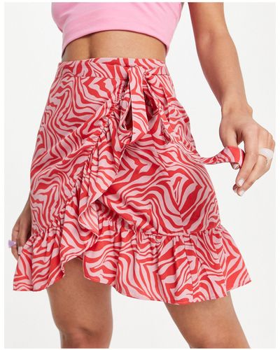ONLY Cody Wrap Skirt - Red