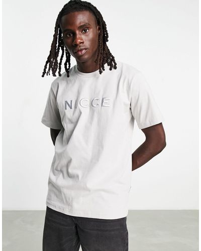Nicce London – mercury – besticktes t-shirt mit logo in stein - Weiß