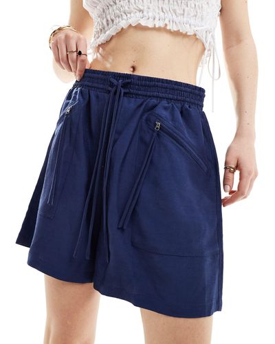 & Other Stories Elasticated Waist Super Soft Shorts With Zip Pockets - Blue
