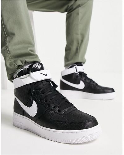 Nike air force black and white high tops cheap