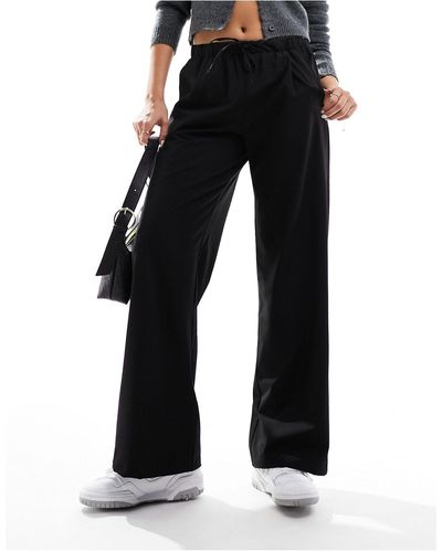 Bershka Pantalon ample avec cordon - Noir