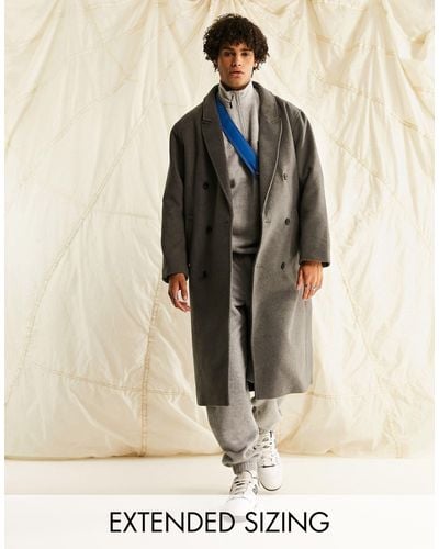 ASOS Oversized Wool Mix Overcoat - Gray