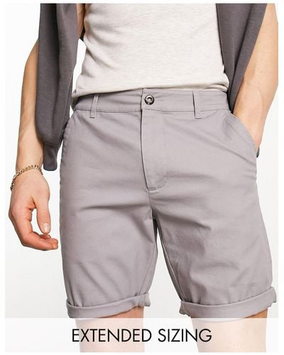 ASOS – mittellange chino-shorts mit engem schnitt - Grau