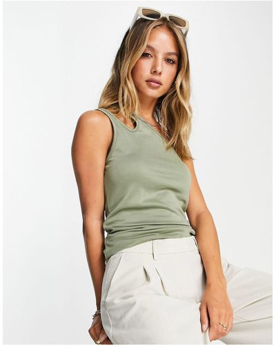 TOPSHOP Premium One Shouldered Double Strap Top - Green