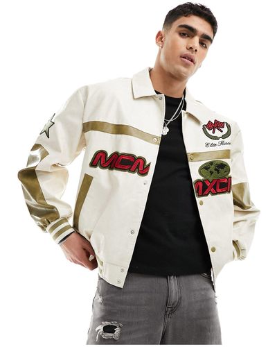 ASOS Chaqueta bomber color extragrande estilo motocross - Negro