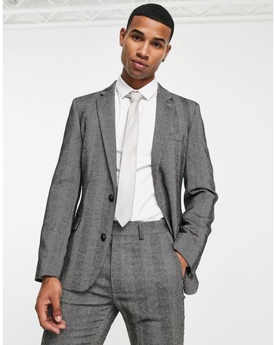ASOS Skinny Wool Mix Suit Jacket - Grey