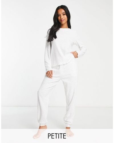 New Look Ribbed Crew Neck Lounge Top - White