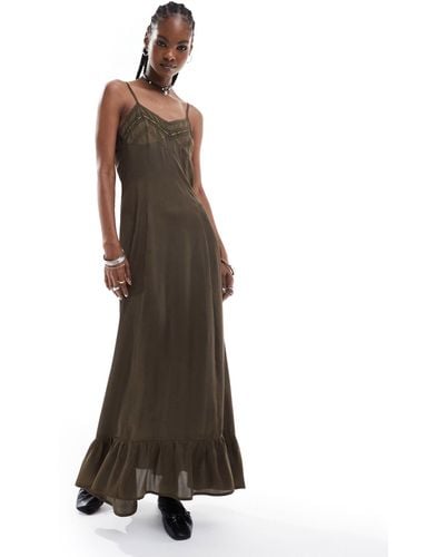 Reclaimed (vintage) Maxi Cami Slip Dress - Brown