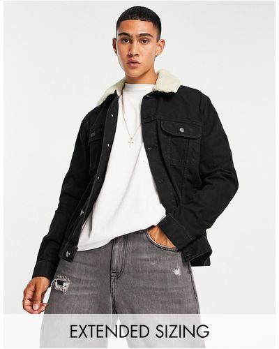 ASOS Chaqueta denim con cuello - Negro