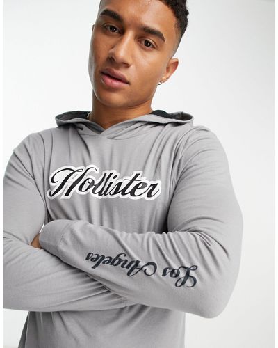 Grey and white shop hollister hoodie