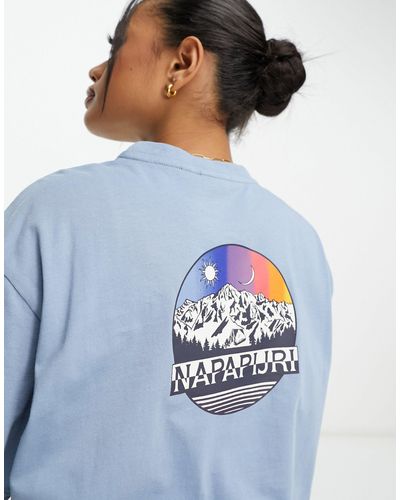 Napapijri Quintino - Boyfriend T-shirt Met Print Op - Blauw