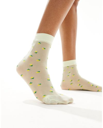 Pretty Polly Lemon Sheer Socks - Natural