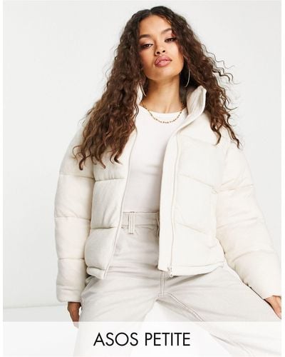 ASOS Asos Design Petite Textured Puffer Jacket - White