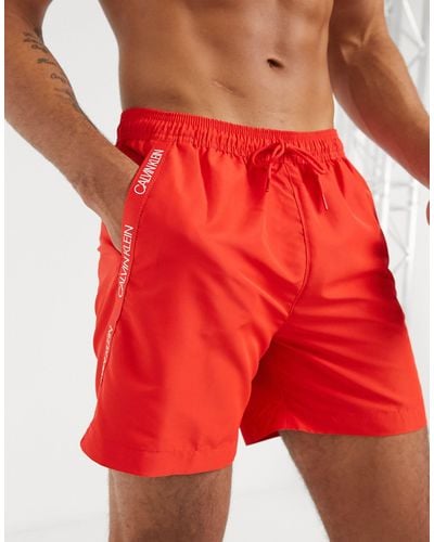 Calvin Klein Medium Length Swim Shorts - Red