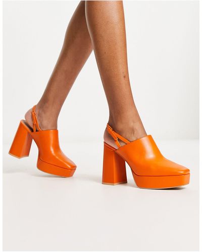 & Other Stories Chaussures plateforme en cuir à talon haut - Orange