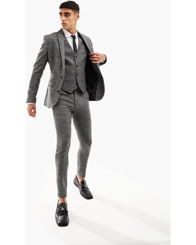 ASOS Wedding Super Skinny Wool Mix Suit Pants - Gray