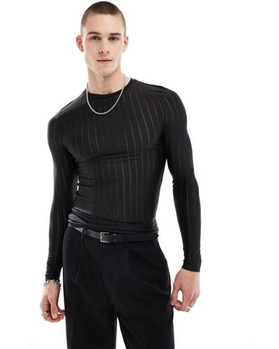ASOS Muscle Fit Long Sleeve T-shirt - Black