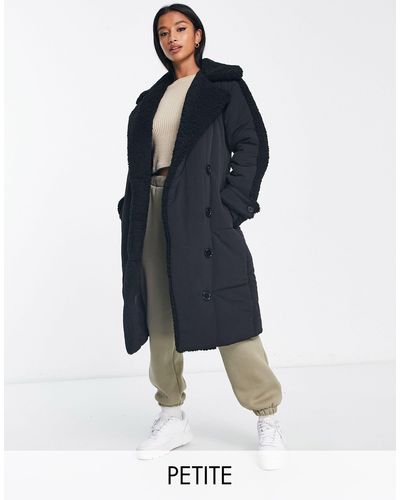 Urbancode Longline Double Breasted Puffer Coat - Blue