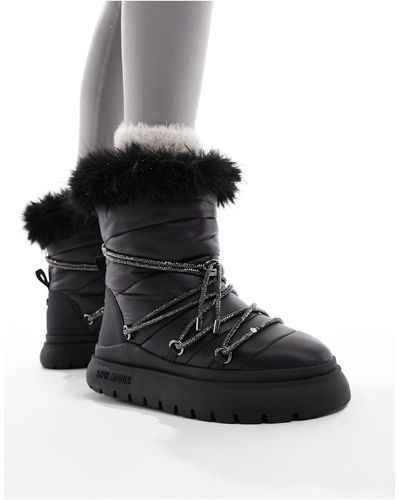 Steve Madden Ice-storm Snow Boot With Embellished Lace - Black