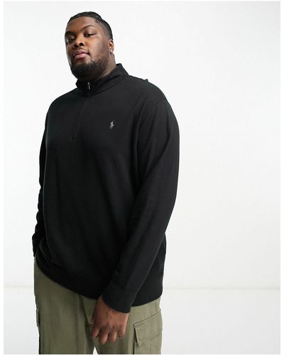 Polo Ralph Lauren Big & Tall - Sweatshirt Met Icoonlogo En Korte Rits - Zwart